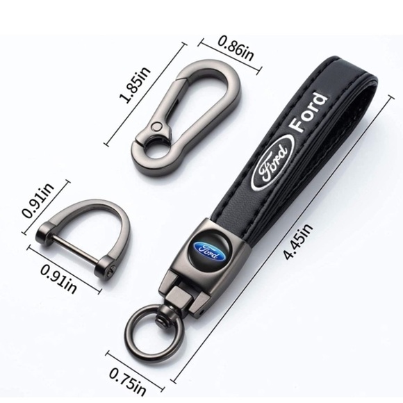 🆕 Ford Genuine Black Leather Car Keychain Key Chain Fob Ring Holder Accessory - Picture 3 of 5